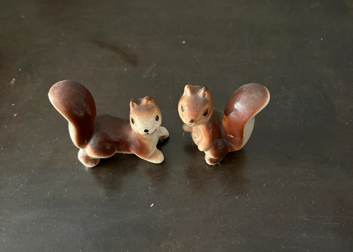 Set of Two Ceramic Squirrel Figurines