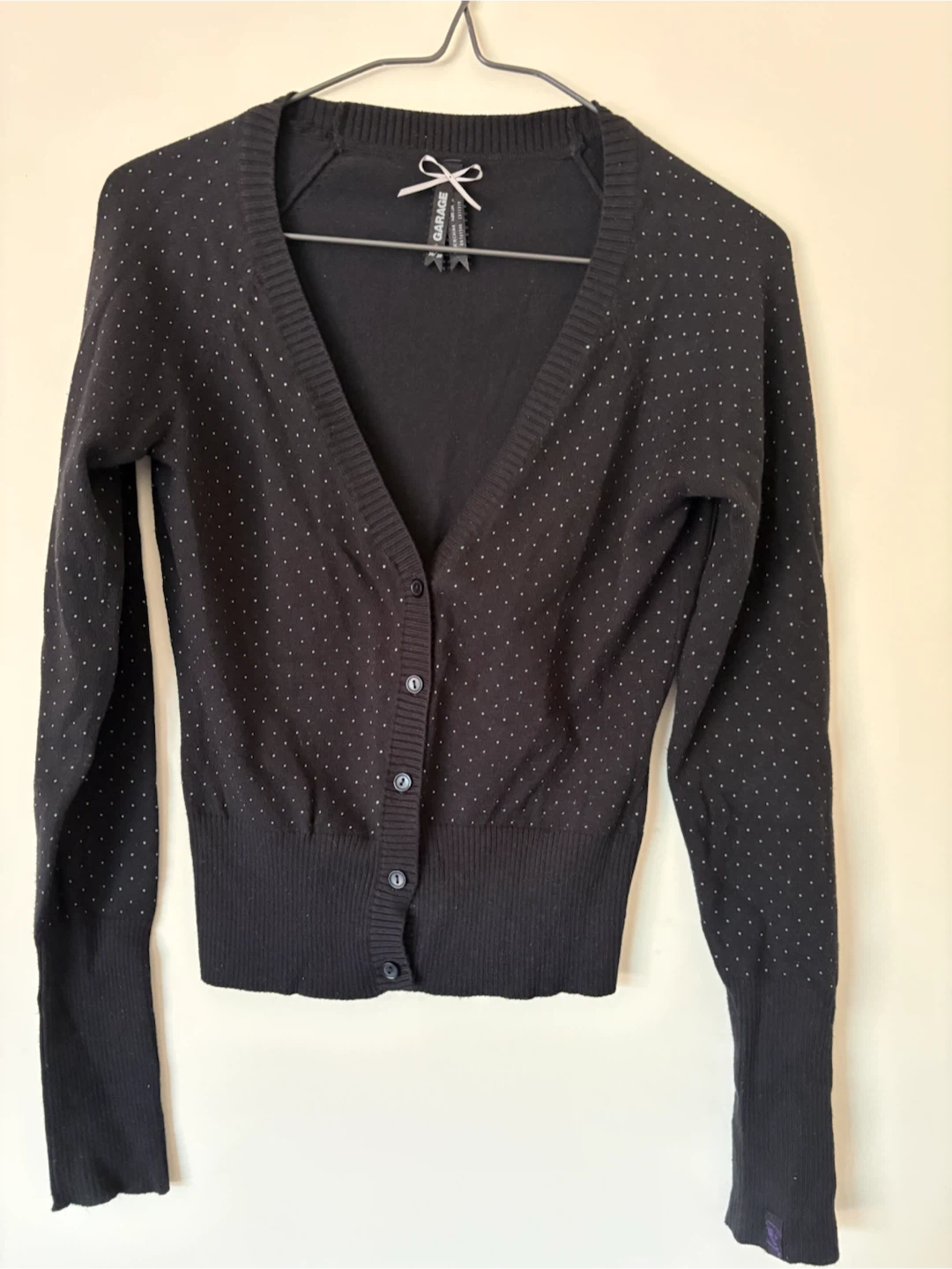 Garage black polka dot cardigan
