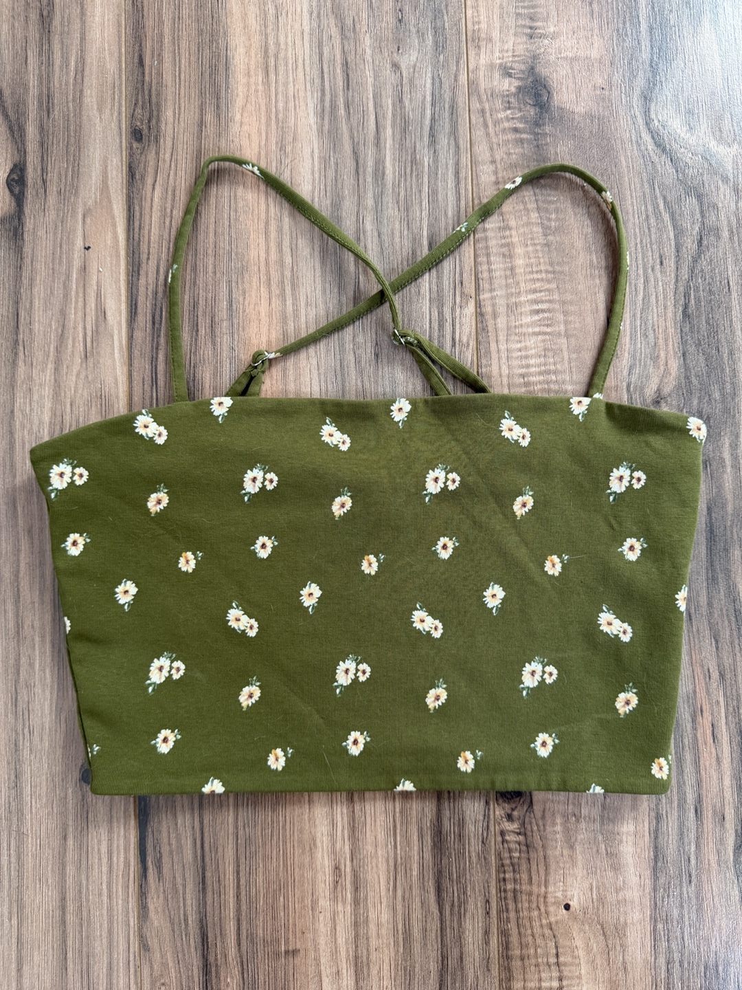 Forever 21 Green Floral Crop Top