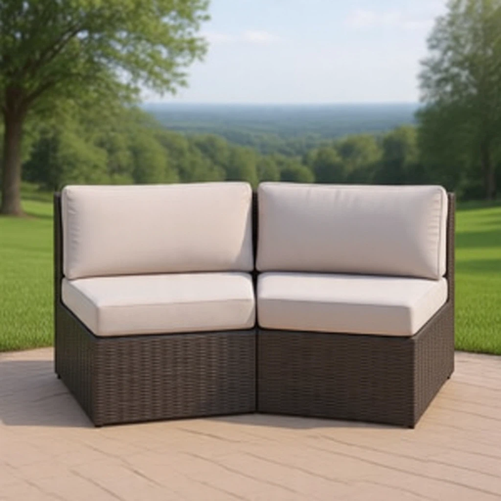 Curved Rattan Sectional Sofa Couch - photo 4