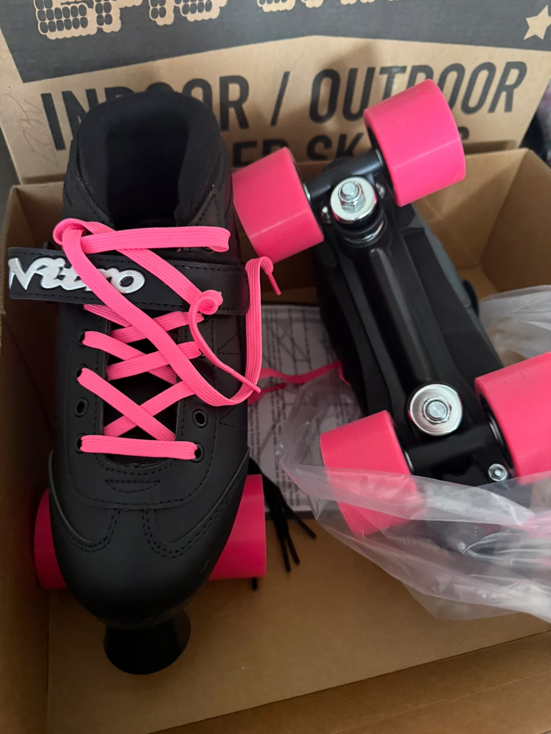 Epic Skates Super Nitro Quad Roller Skates - Black/Pink, 7 - photo 2