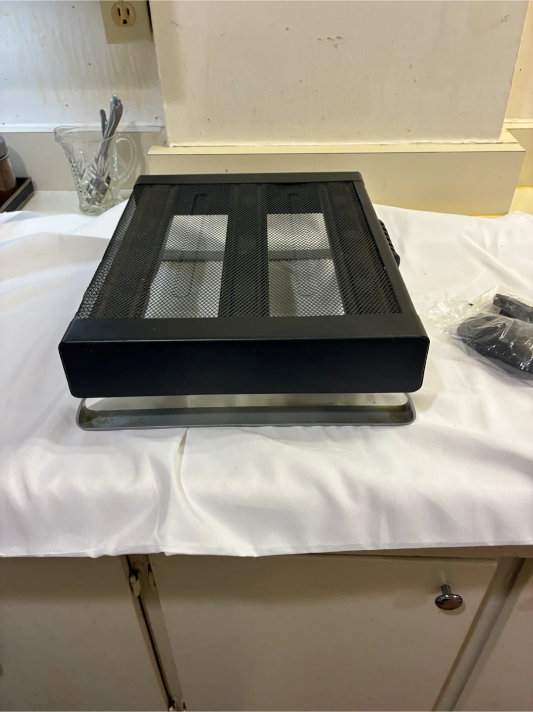 Black Metal Mesh Monitor Stand