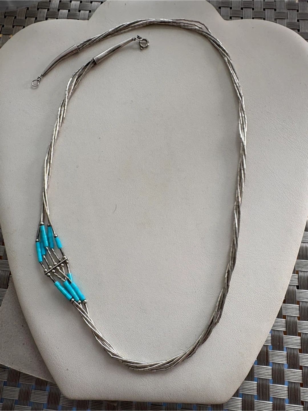 Native Sterling Silver and Turquoise Liquid Silver Necklace