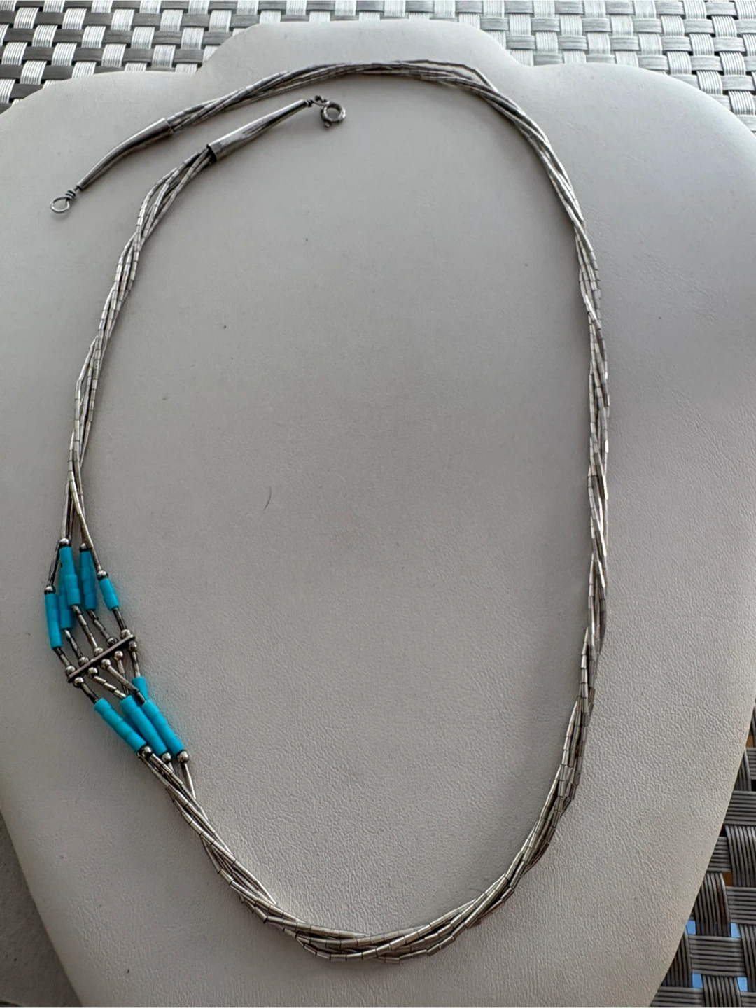 Native Sterling Silver and Turquoise Liquid Silver Necklace - photo 2