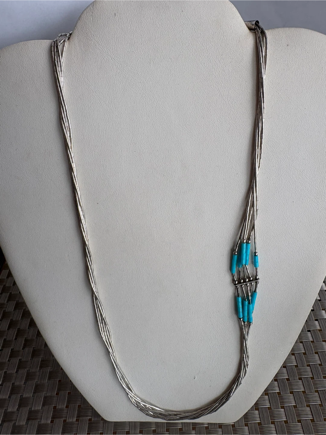 Native Sterling Silver and Turquoise Liquid Silver Necklace - photo 4