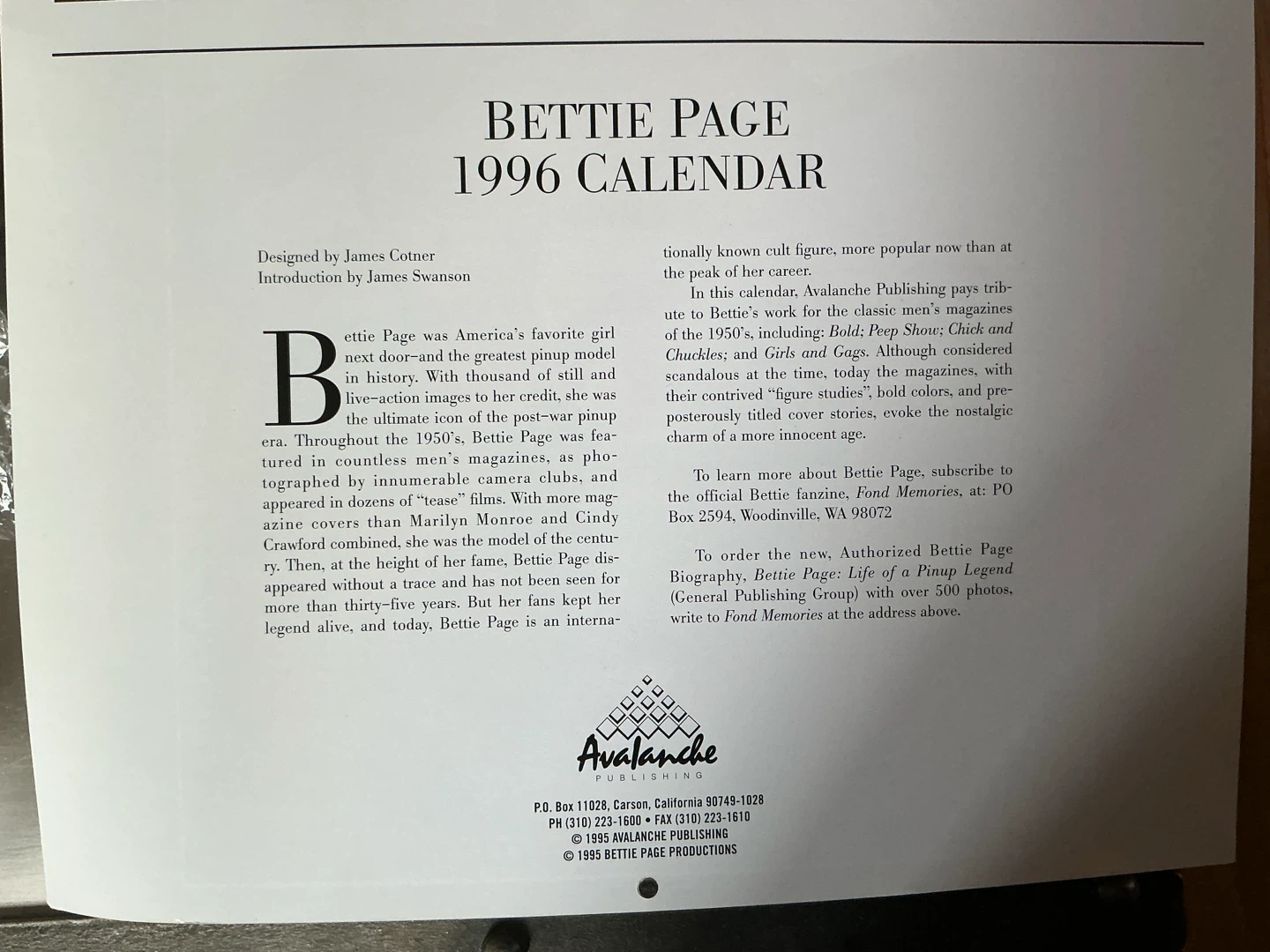 Bettie Page Exclusive 1996 Pinup - photo 3