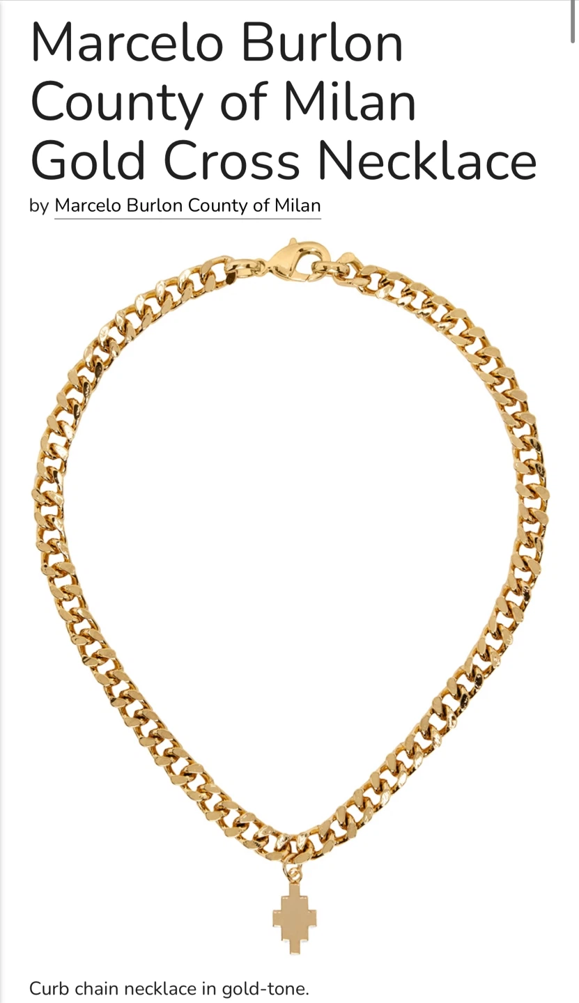Marcelo Burlon Gold Cross Necklace
