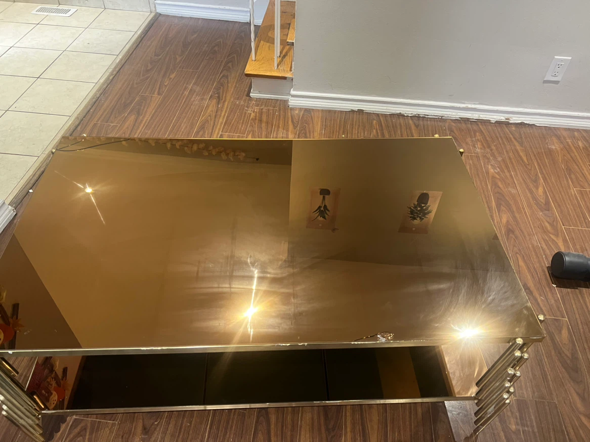 Vintage Brass and Smoked Glass Coffee Table