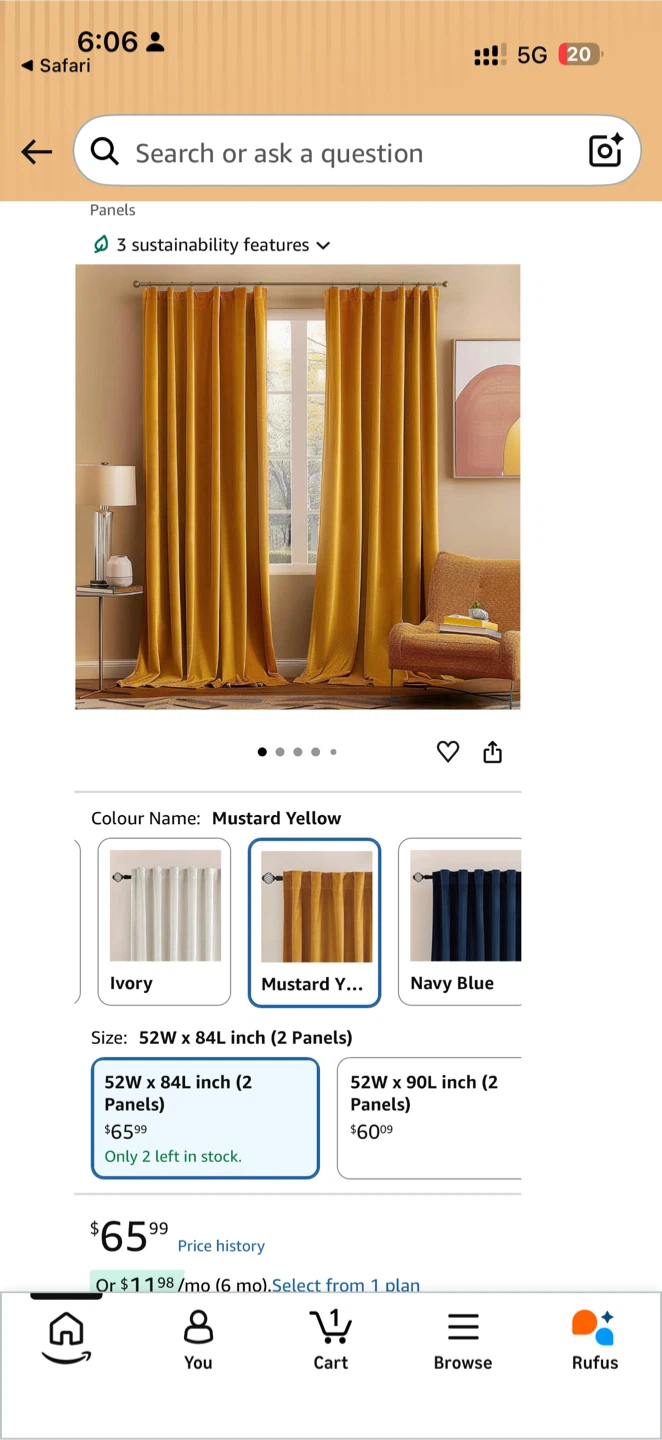 Mustard Yellow Velvet Curtain Panels - photo 4