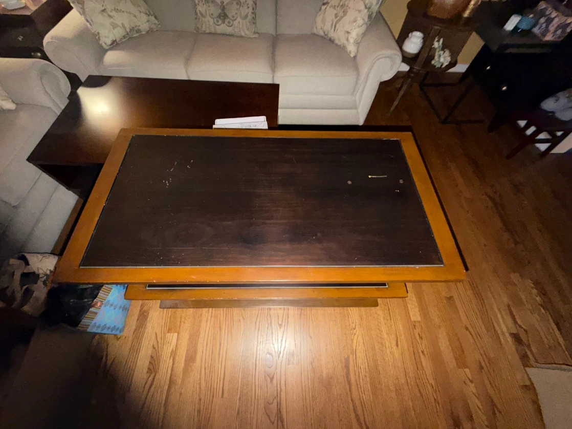 Three-Tier Wood and Black Accent Coffee Table - photo 4