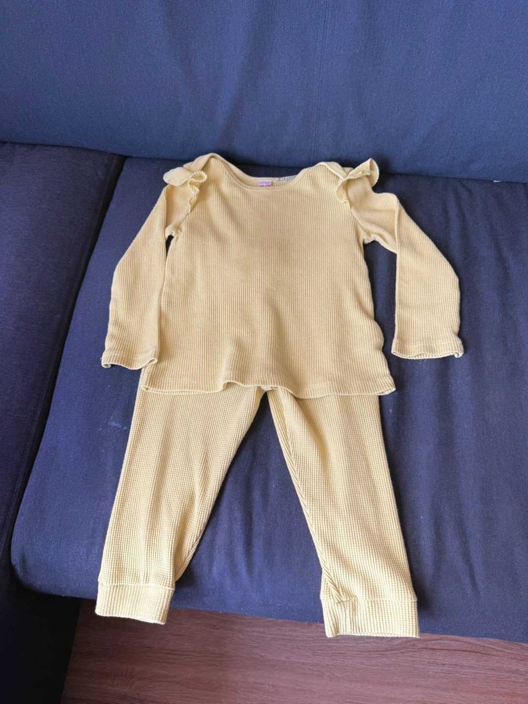 Yellow Waffle Knit Pajama Set