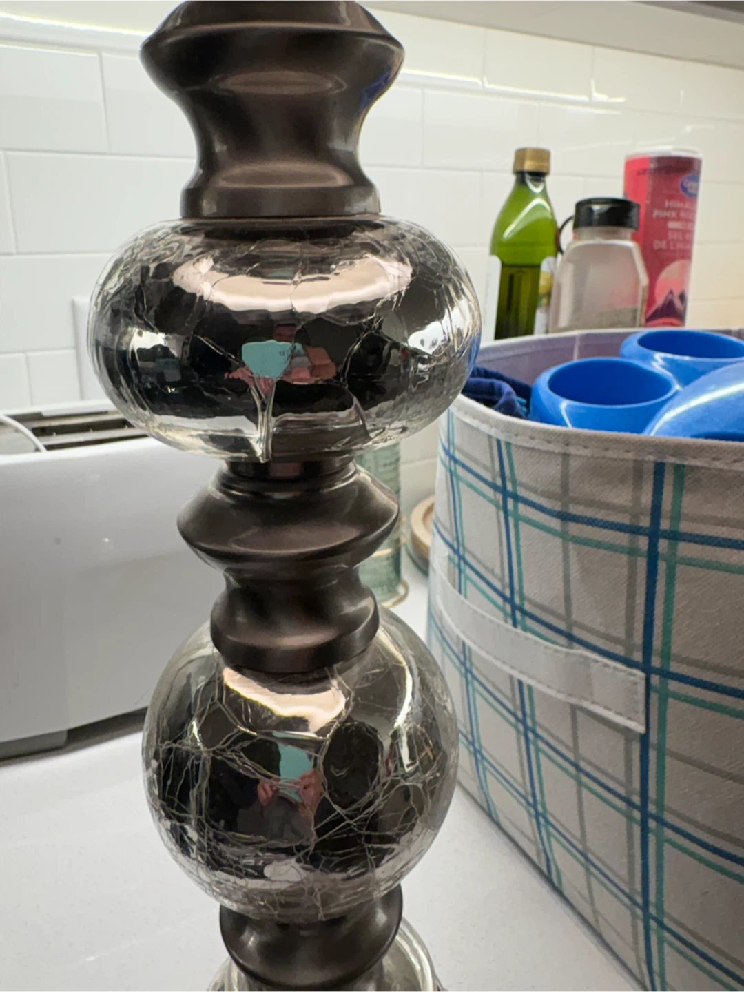 Silver Table Lamp with Grey Shade - photo 4