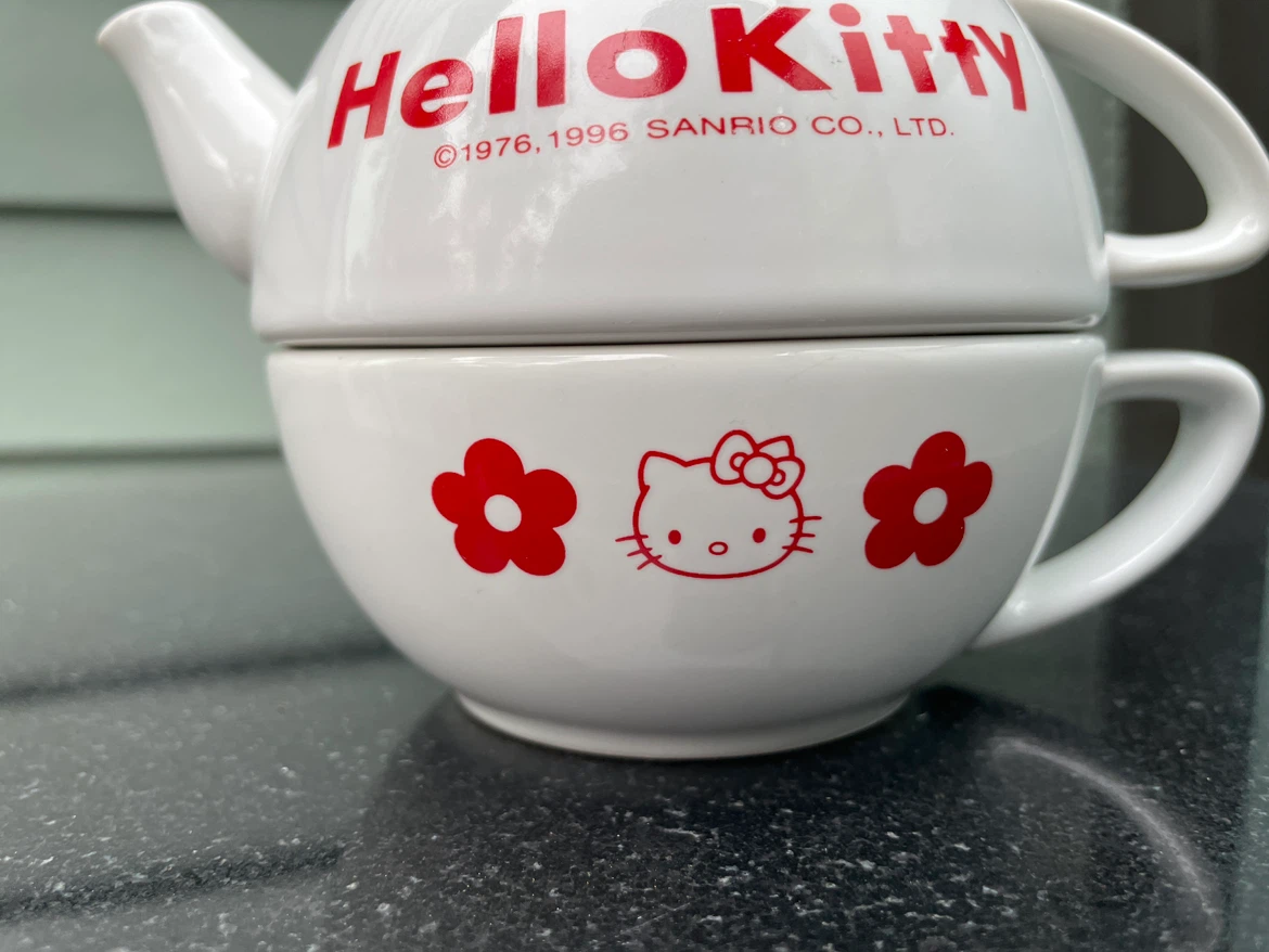 Vtg 1996 Hello Kitty ceramic tea for one set - photo 4