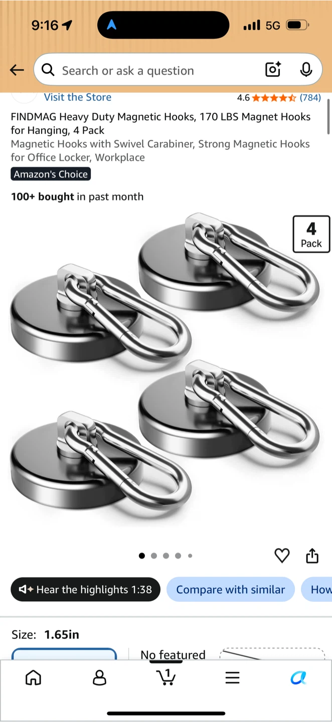 FINDMAG Heavy Duty Magnetic Hooks, 170 LBS Magnet Hooks, 4 Pack - photo 2