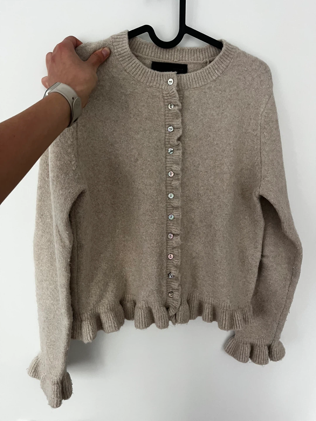 Zara Ruffled Cardigan Beige Small