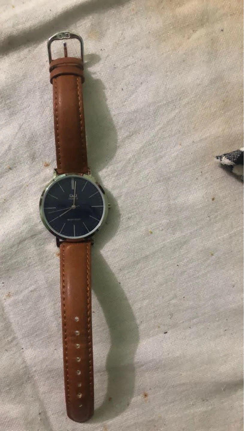 Q&Q Quartz Watch with Tan Leather Strap