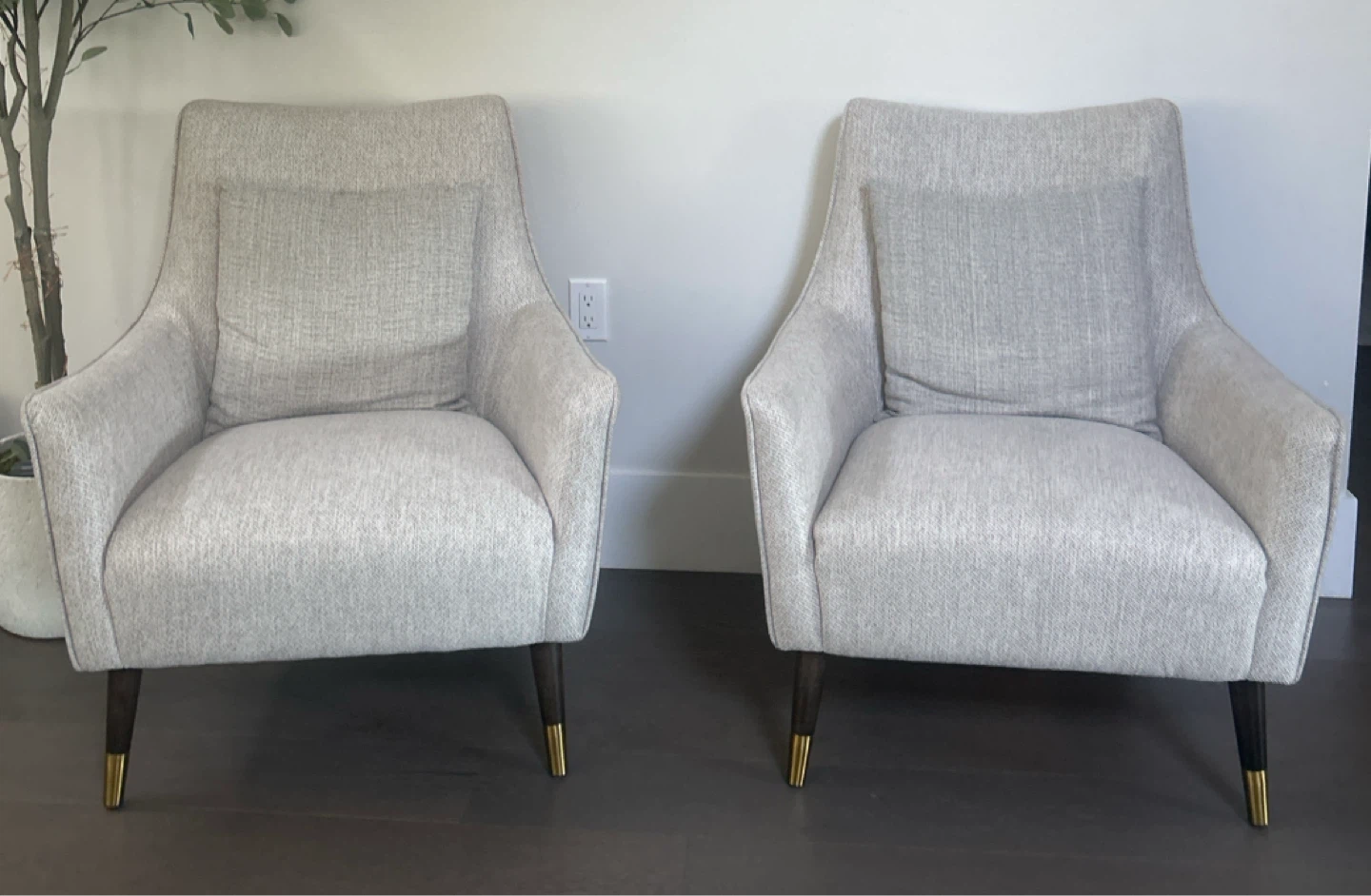 Set of two light grey accent chairs