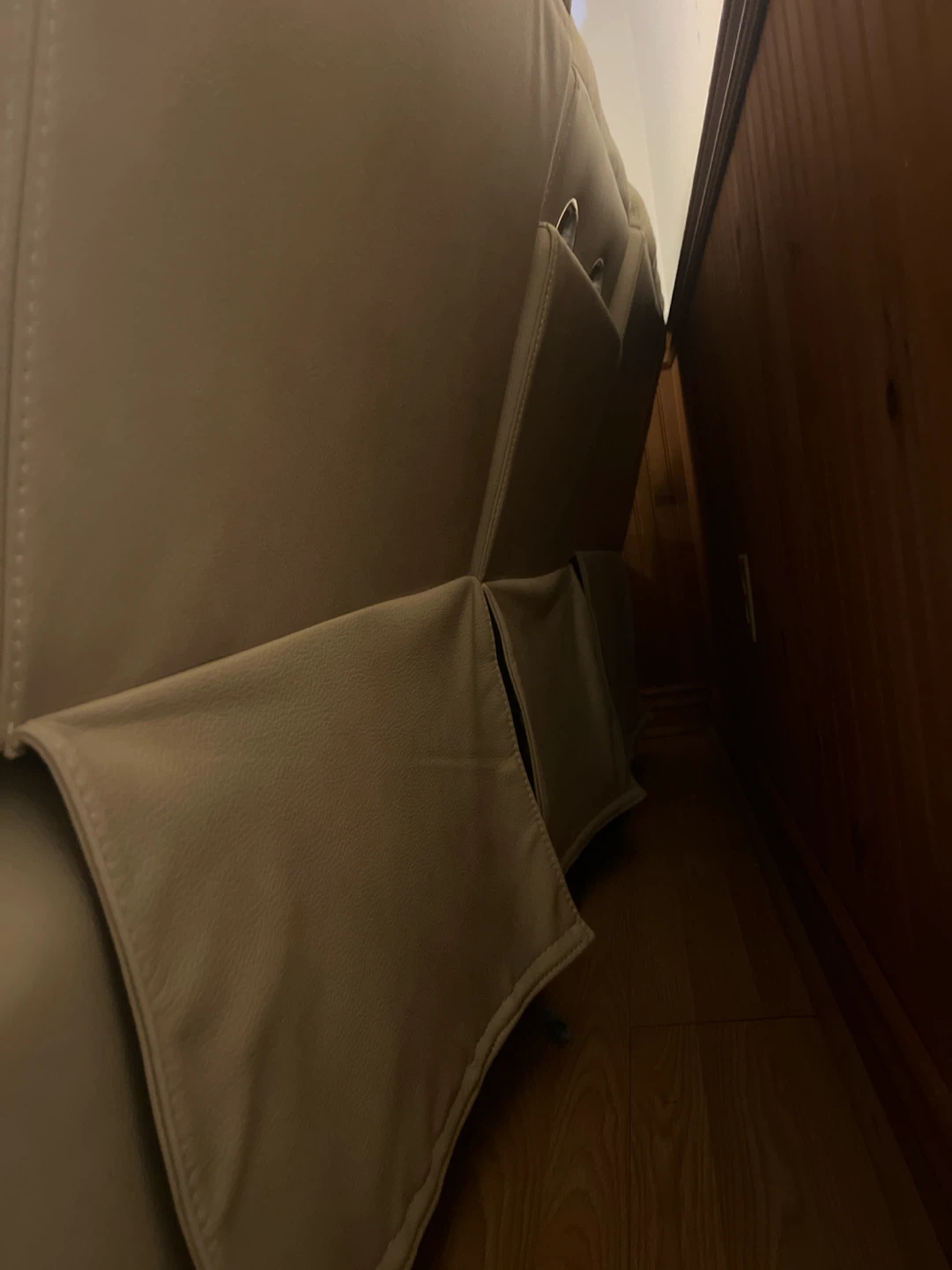 Tan Leather Reclining Sofa with Cup Holders - photo 2