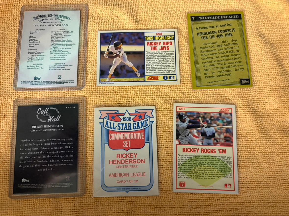 Rickey Henderson Baseball Cards Lot - photo 2