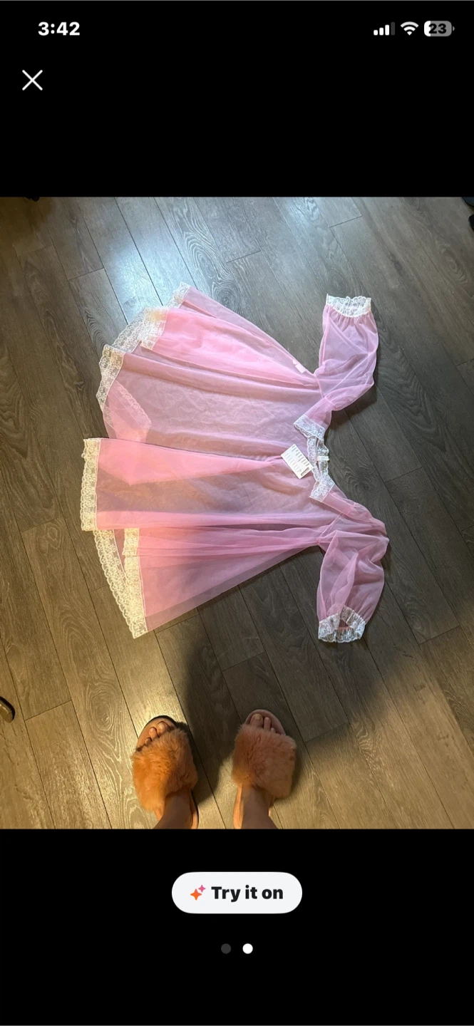 Vintage Pink Babydoll Nightgown and Robe Set