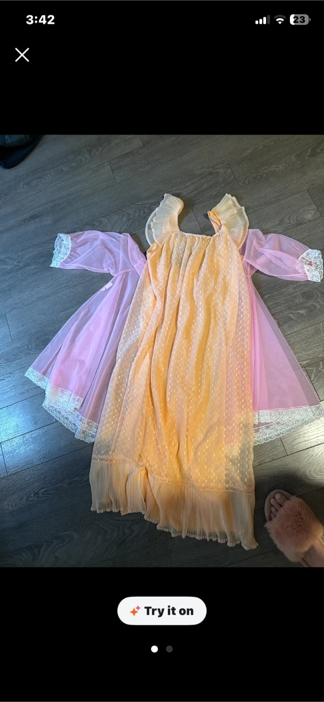 Vintage Pink Babydoll Nightgown and Robe Set - photo 2