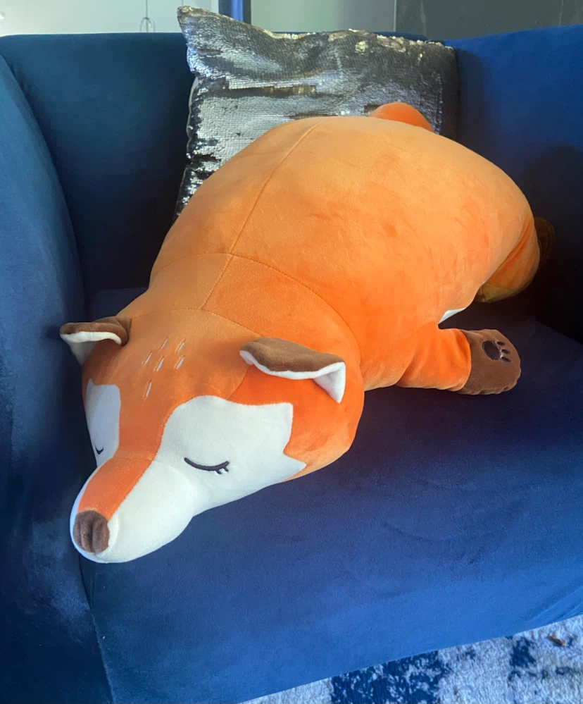 30'' Giant Sleeping Orange Fox Plush Stuffed Animal Pillow