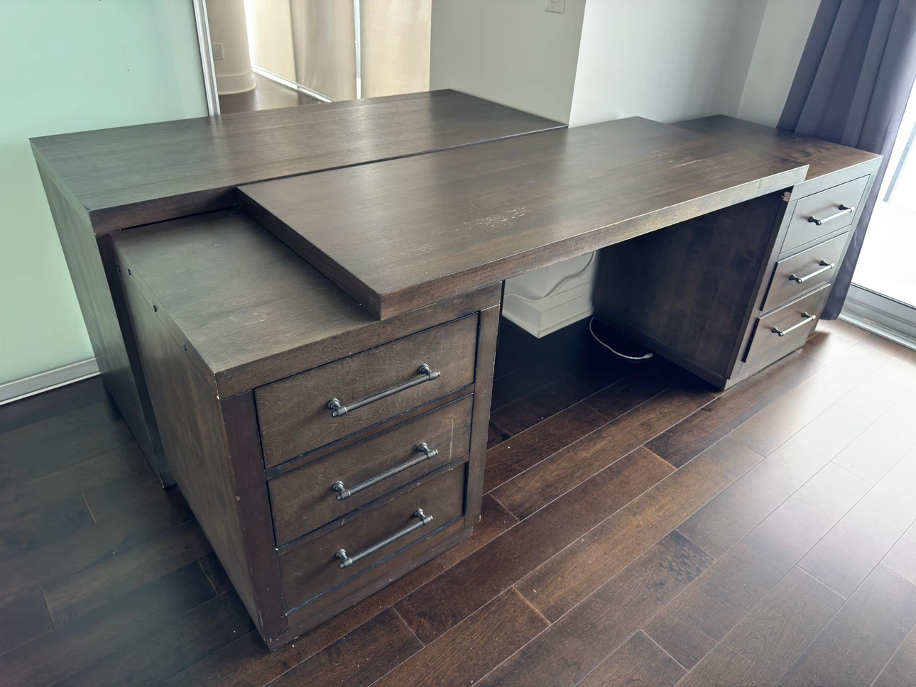 2x Wood Desk with Drawers - photo 2