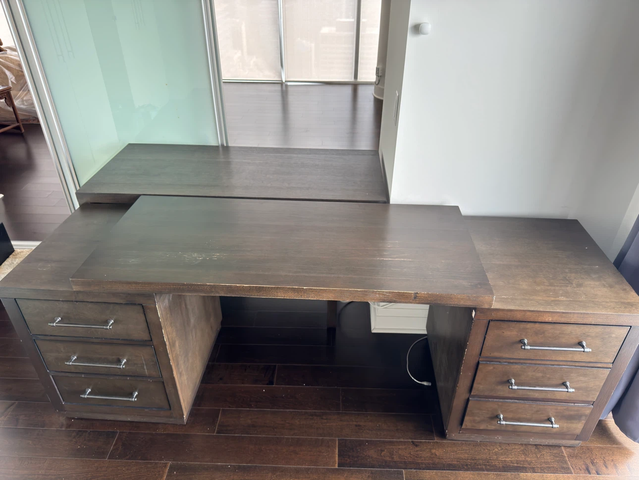 2x Wood Desk with Drawers - photo 3