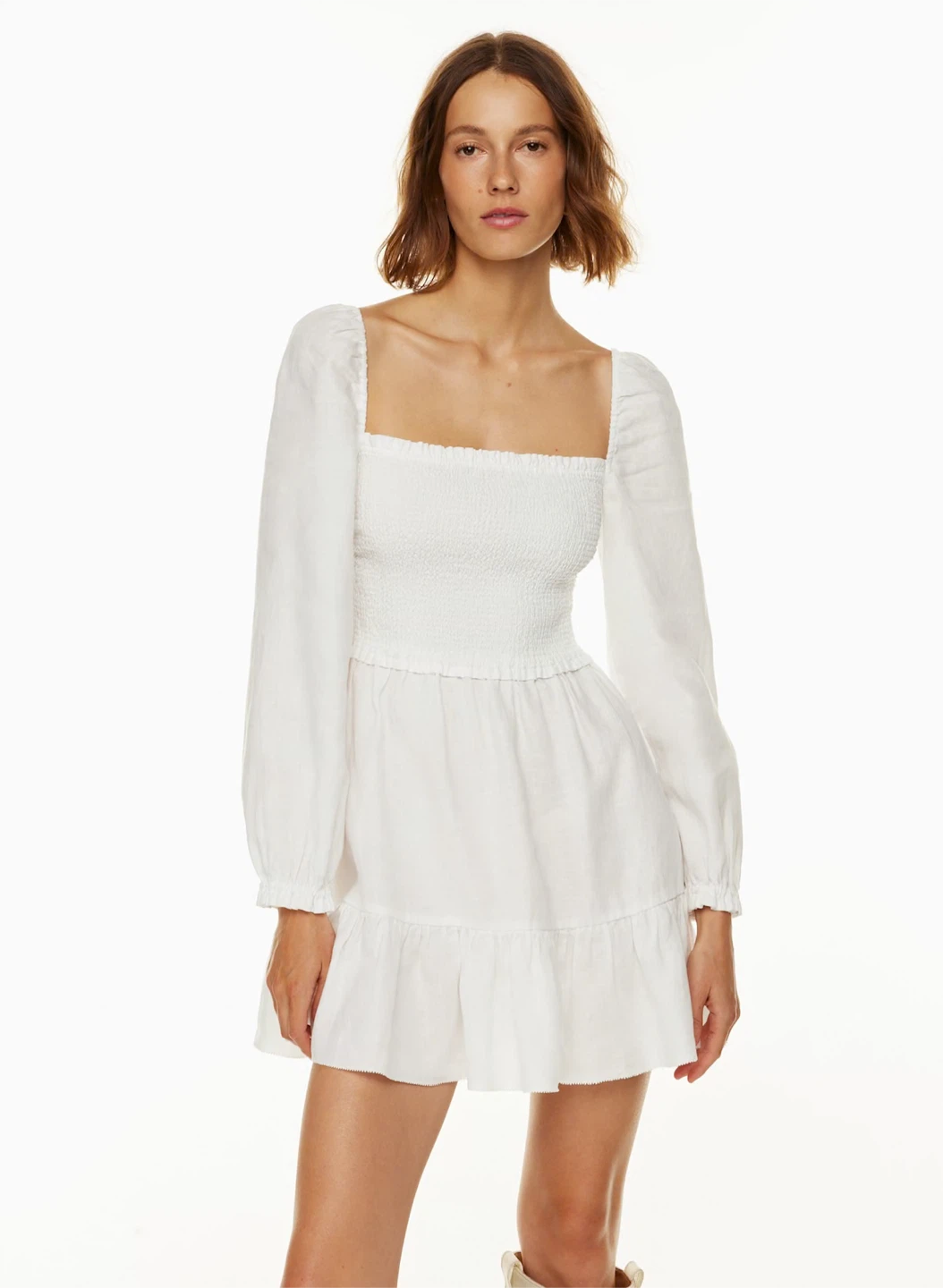 Aritzia Wilfred XS 100% Organic Linen White Mini Dress