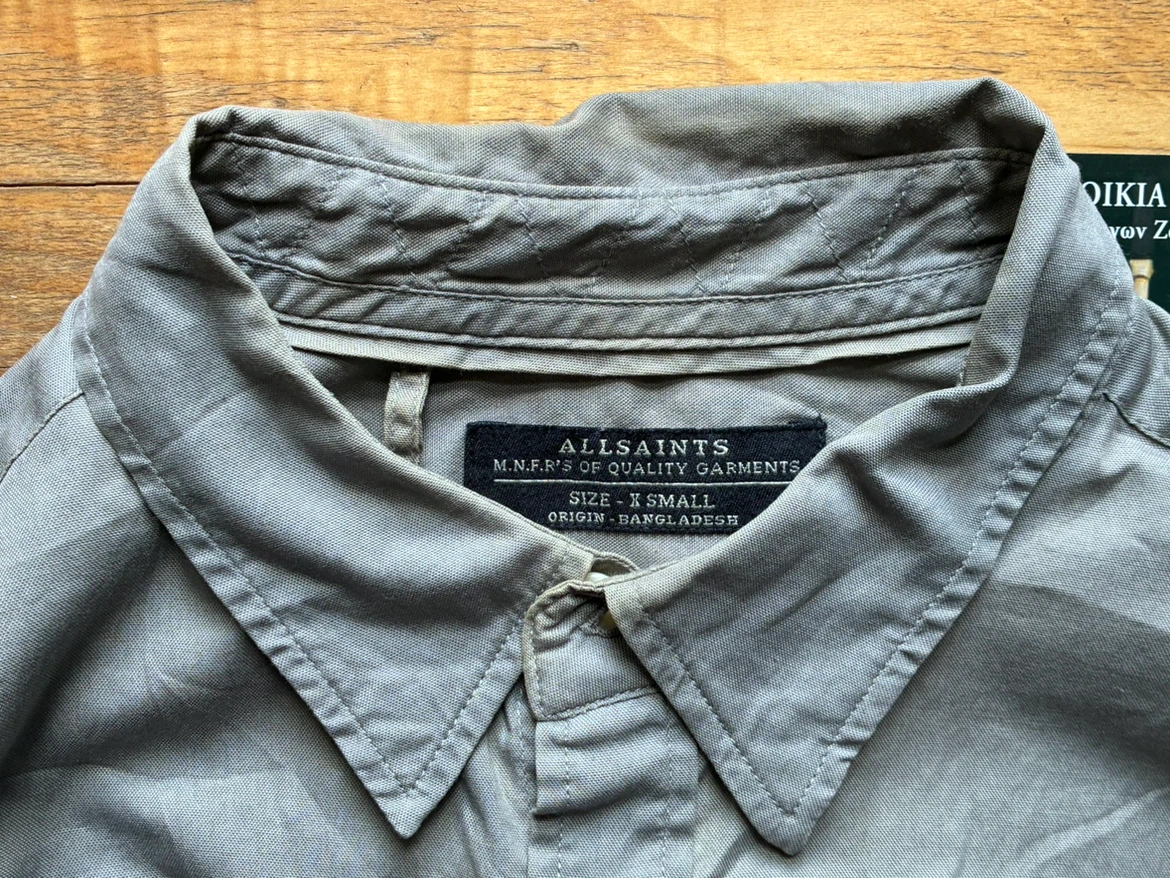 AllSaints Men’s Ramskull Shirt – Sage Grey / Olive – Size XS - photo 2
