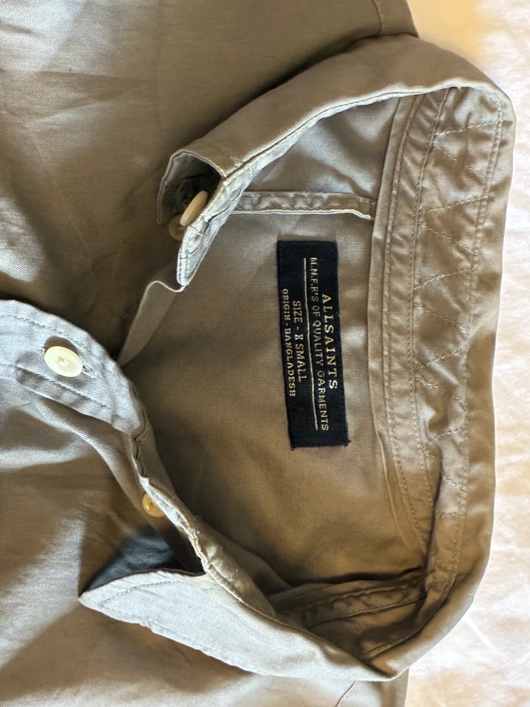AllSaints Men’s Ramskull Shirt – Sage Grey / Olive – Size XS - photo 5