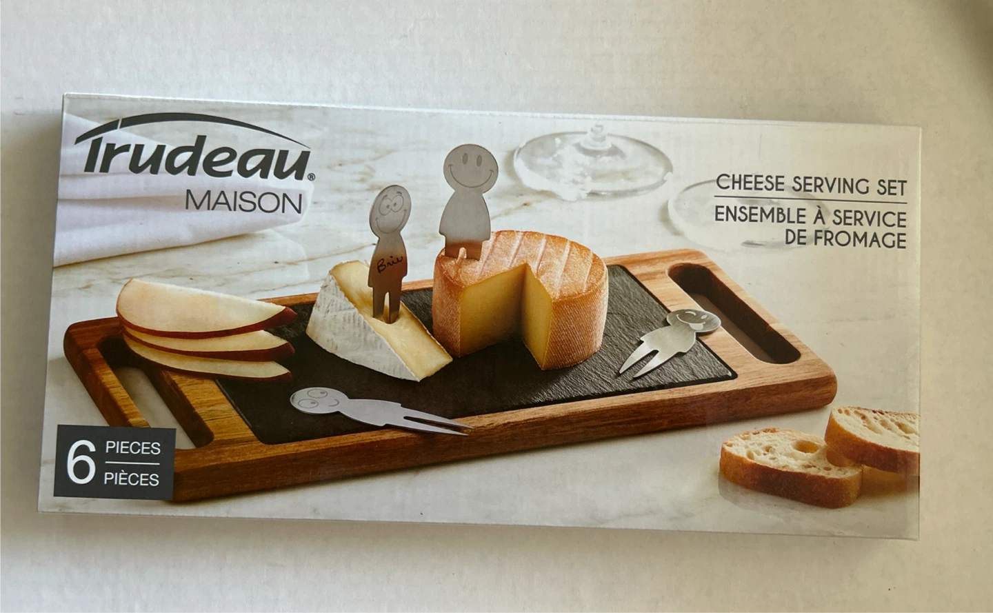 Trudeau Cheese Serving Set with Slate and Acacia Board