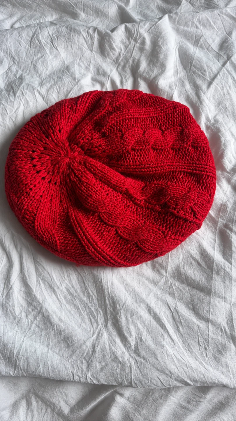 Red Knit Beret Hat - photo 2