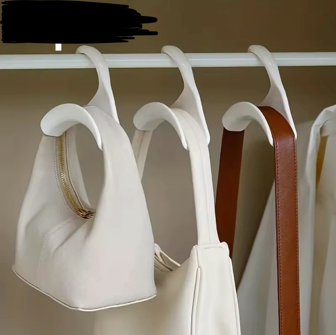 White Plastic Handbag Closet Hooks