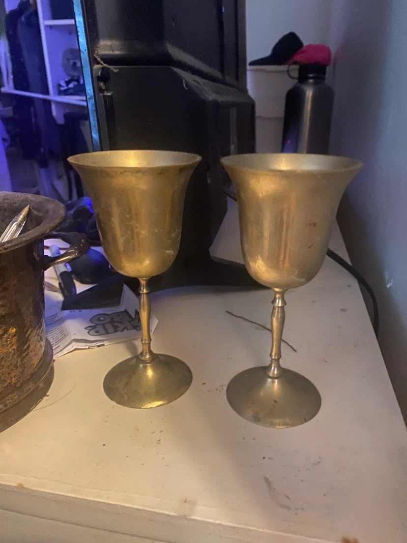 Vintage Metal Goblets and Ice Bucket Set - photo 3
