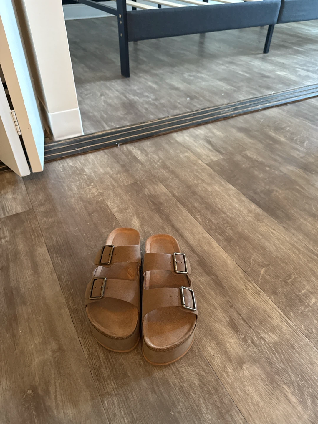 Tan Platform Two-Strap Sandals