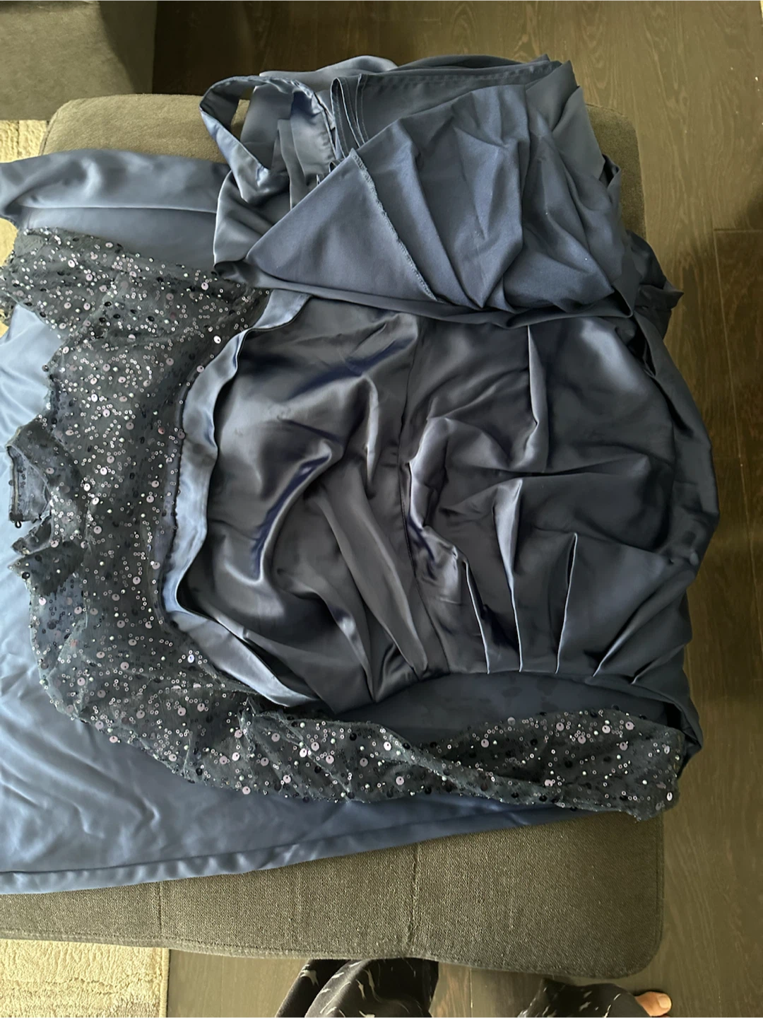 Navy Blue Sequin Evening Gown - photo 2