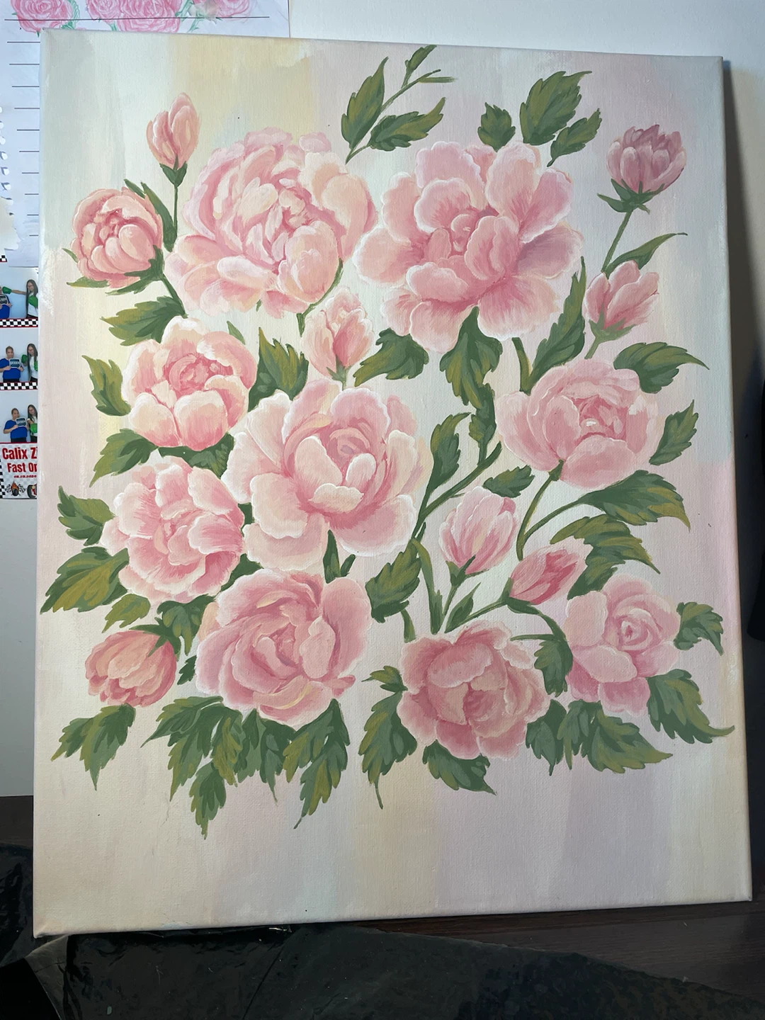 Pink Floral Painting on Canvas - photo 2