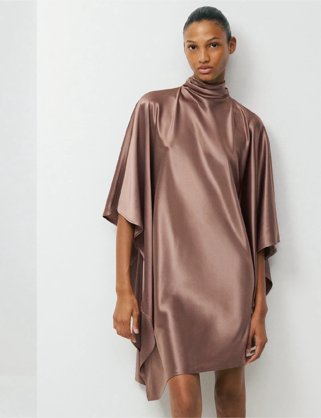 Aritzia TEN Mock-Neck Satin Dress