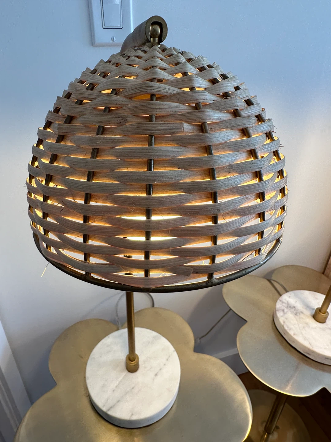 Pair of Woven Table Lamps with Marble Base - photo 3