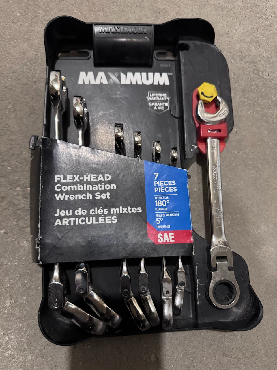 Maximum 7-Piece SAE Flex-Head Combination Wrench Set