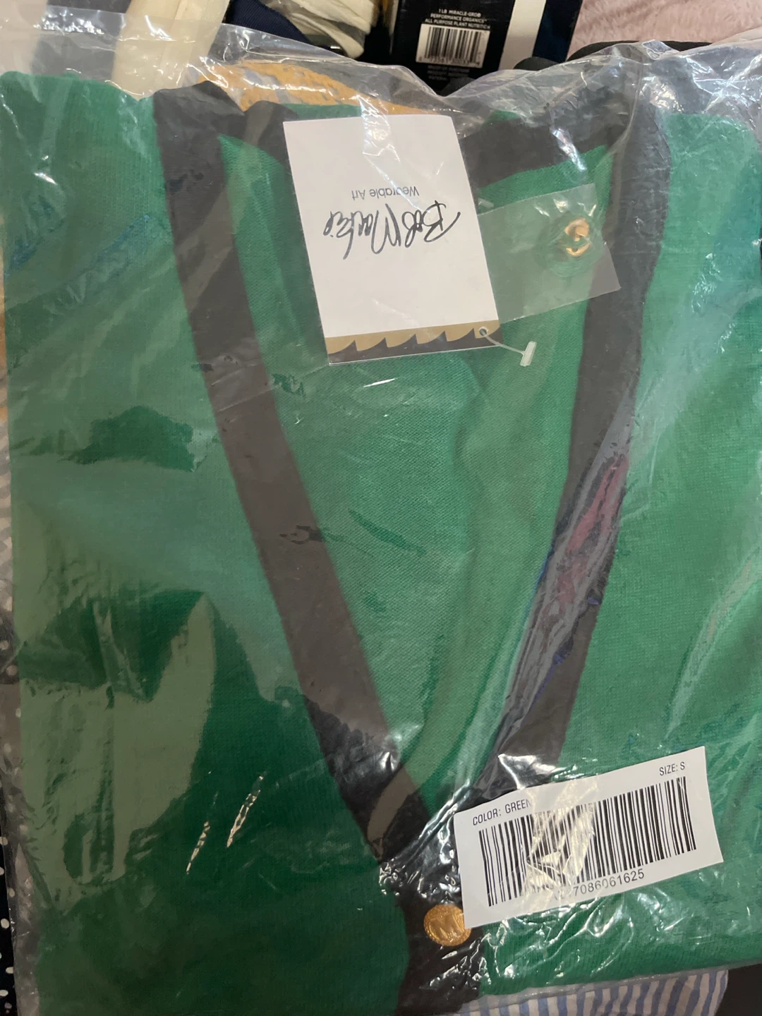 Bob Mackie Wearable Art Cardigan Green Size S