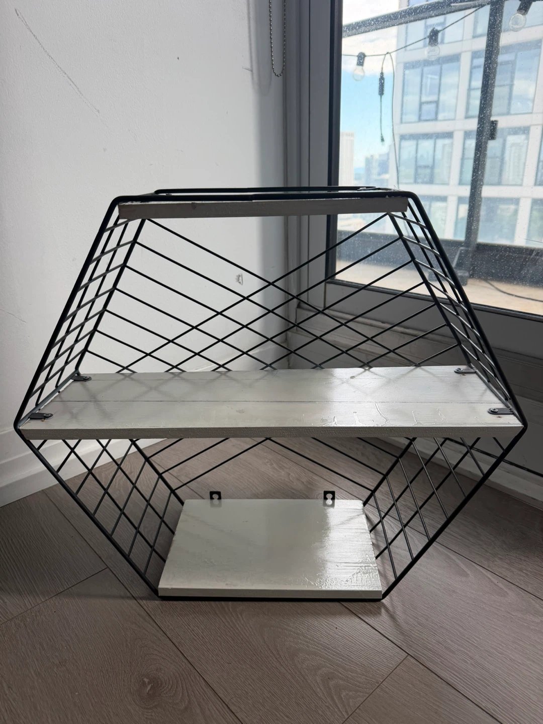 Hexagonal Wall Shelf with White Shelves - photo 2