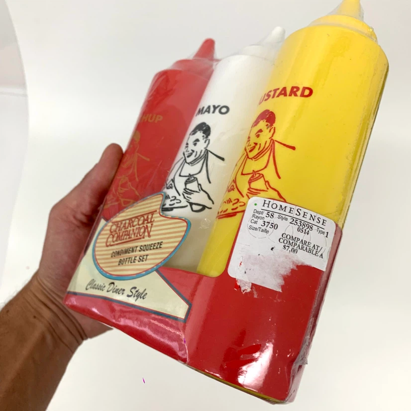 3 Condiment Squeeze Bottles Ketchup Mustard Mayo BBQ Sauce Set - photo 2
