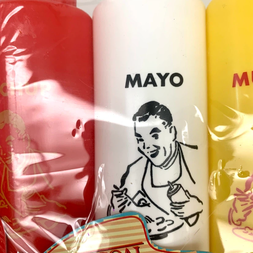 3 Condiment Squeeze Bottles Ketchup Mustard Mayo BBQ Sauce Set - photo 4