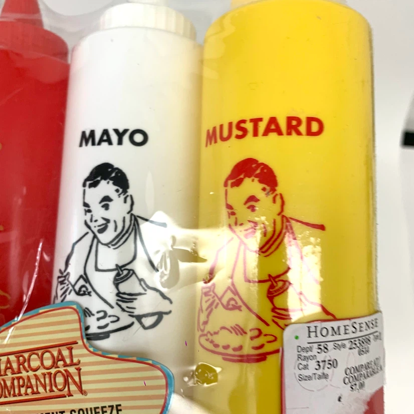 3 Condiment Squeeze Bottles Ketchup Mustard Mayo BBQ Sauce Set - photo 5