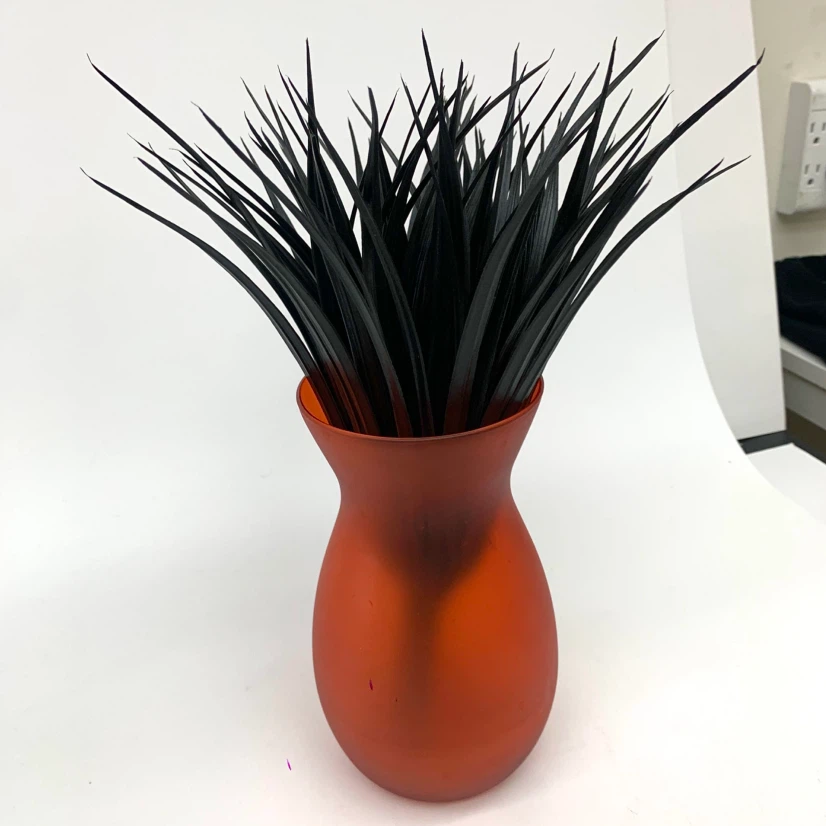 Orange Frosted Glass Vase with Black Grass Decor - photo 2