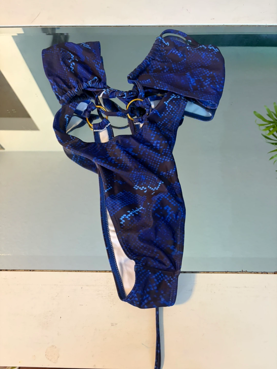 Blue Snake Print Swimwear Bottom