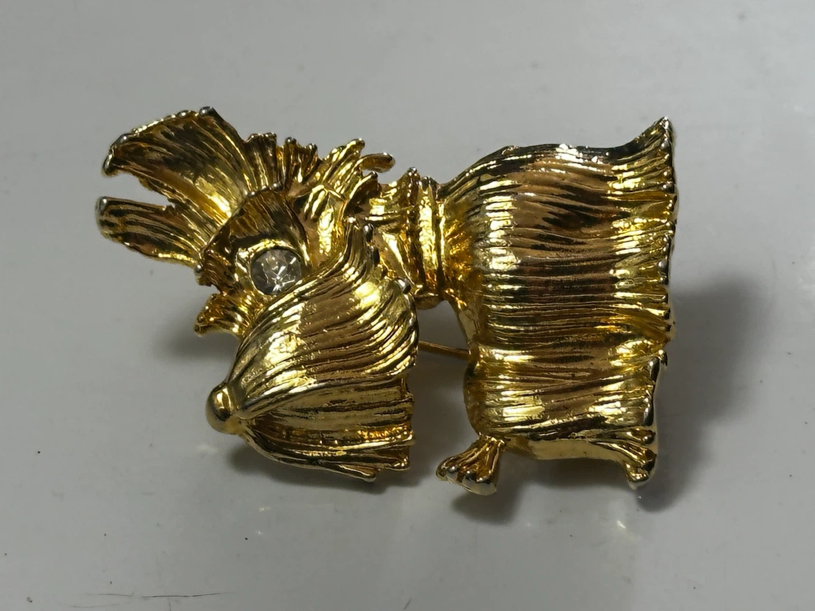 Vintage Gold tone Scottie dog brooch - photo 2