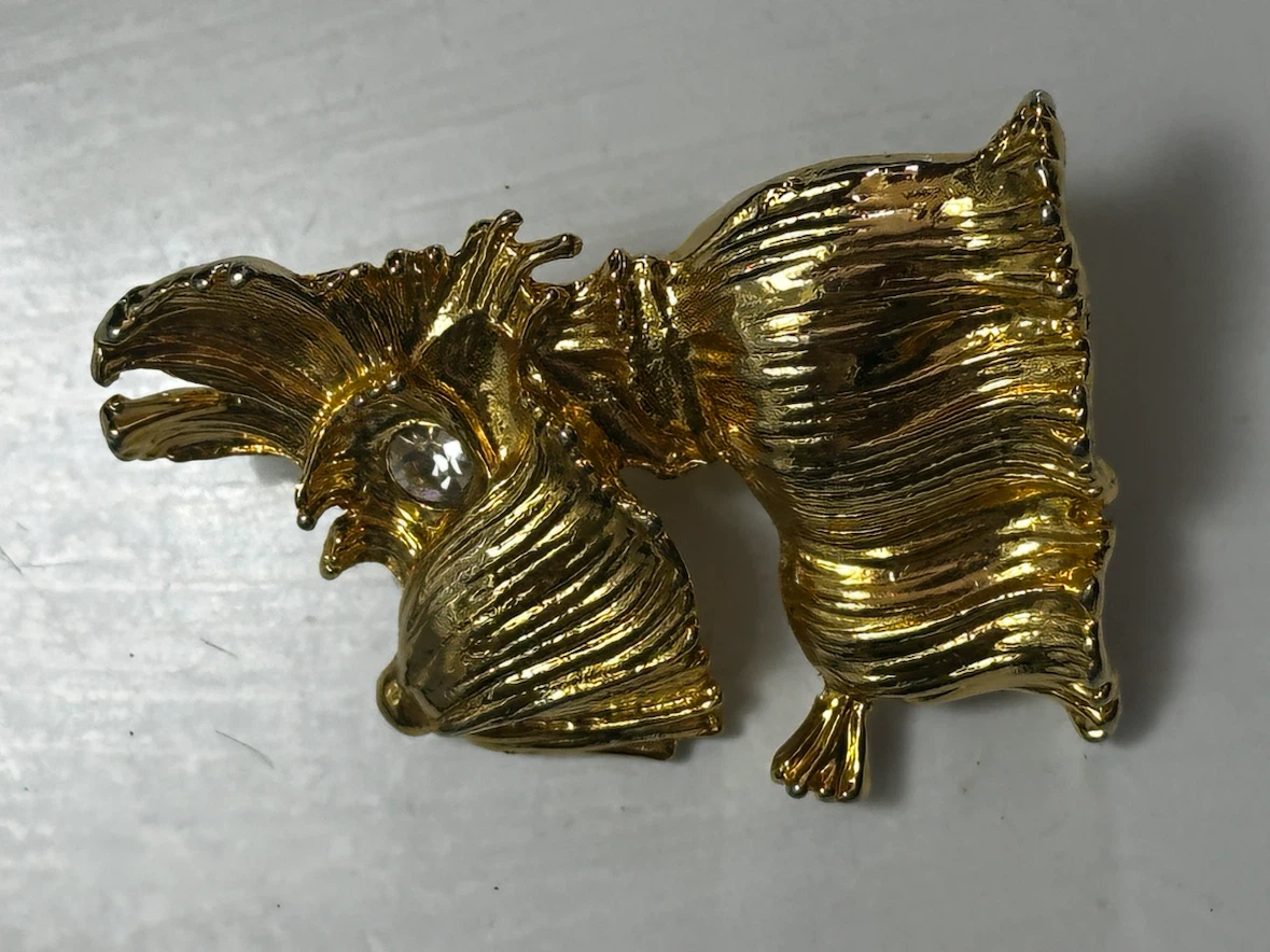 Vintage Gold tone Scottie dog brooch - photo 3